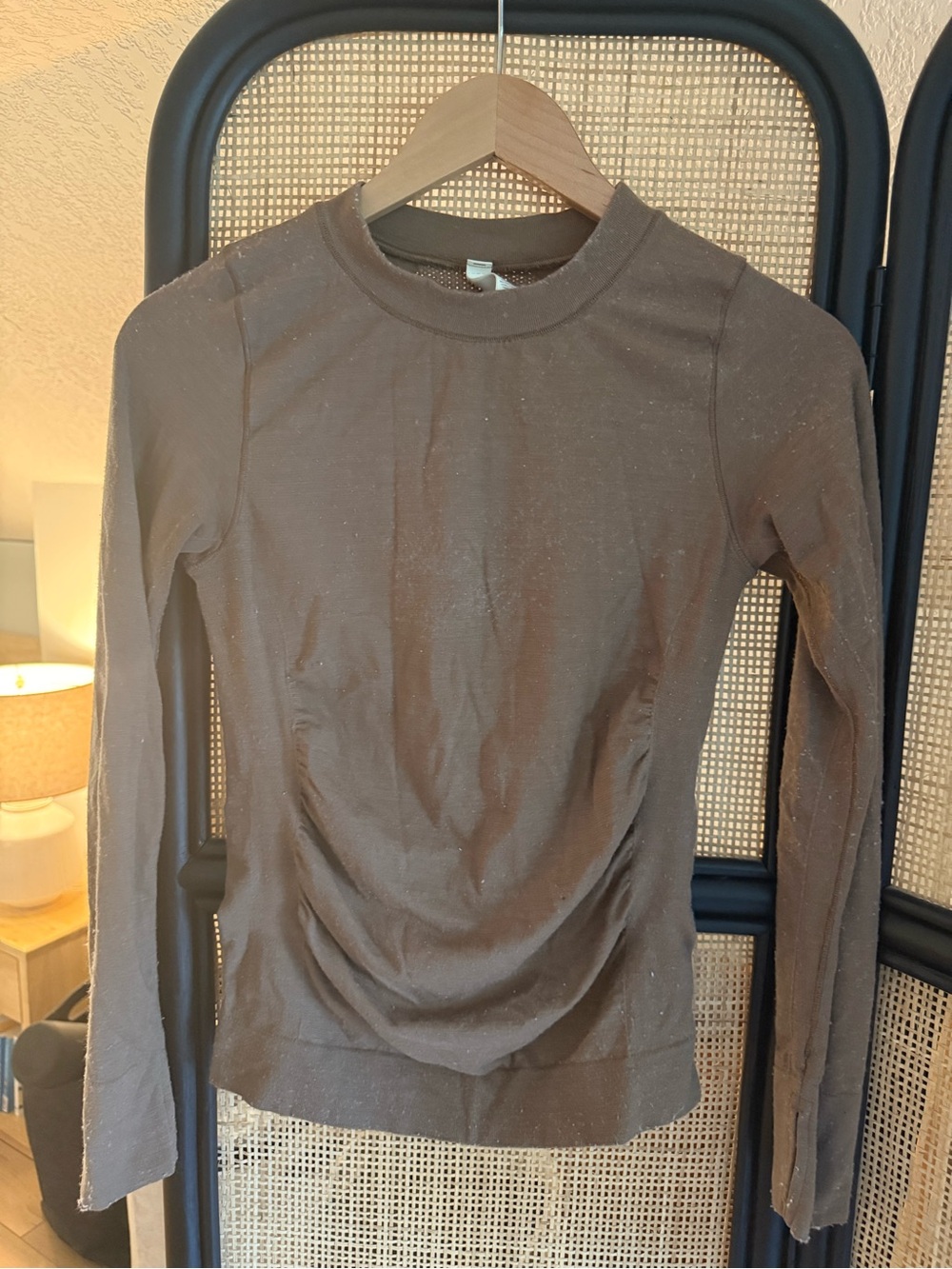 Athleta Foresthill Ascent Long Sleeved Crew Top Mushroom Brown Small